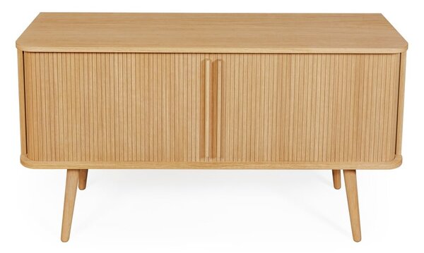 Niska komoda w dekorze dębu z drzwiami przesuwnymi 138x75 cm Rove – Woodman