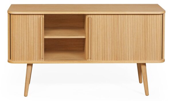 Niska komoda w dekorze dębu z drzwiami przesuwnymi 138x75 cm Rove – Woodman