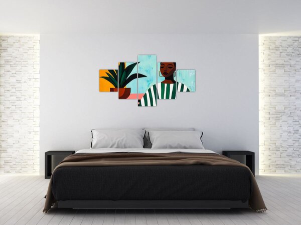 Obraz - Kobieta z kwiatem (125x70 cm)