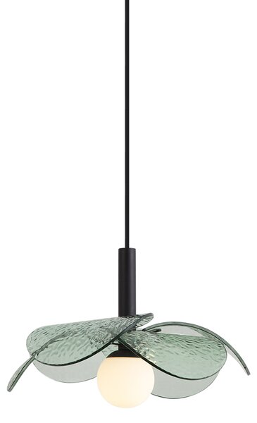 Designerska lampa wisząca czarna z zielonym szkłem - Kemner