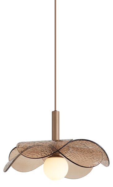 Designerska lampa wisząca ciemny brąz z bursztynowym szkłem - Kemner