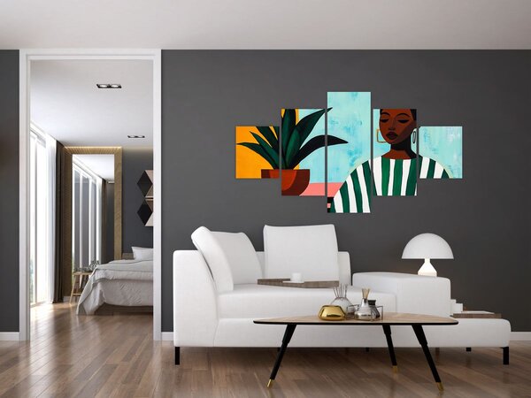 Obraz - Kobieta z kwiatem (125x70 cm)