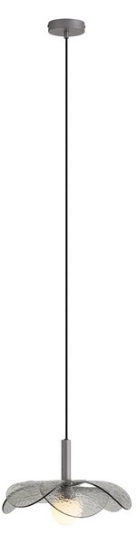 Designerska lampa wisząca srebrna z przydymionym szkłem - Kemner