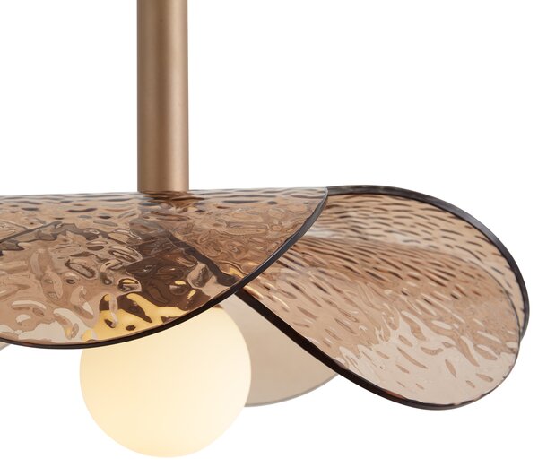 Designerska lampa wisząca ciemny brąz z bursztynowym szkłem - Kemner