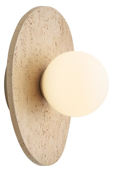 Lampa ścienna Japandi organiczna z naturalnego kamienia i opalowego szkła - Josie