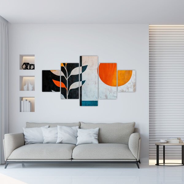 Obraz - Abstrakcja rośliny i słońca (125x70 cm)