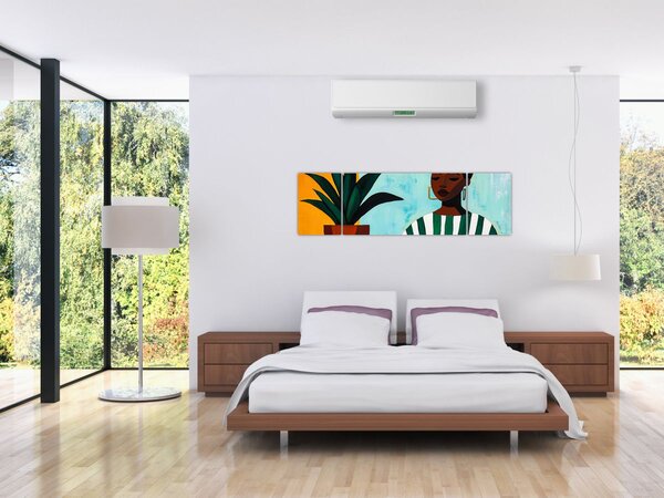 Obraz - Kobieta z kwiatem (170x50 cm)