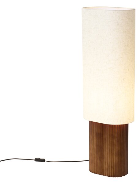 Lampa podłogowa Japandi z drewna orzechowego z abażurem z tkaniny 90cm - Lamel
