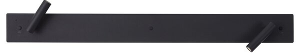 Nowoczesny czarny kinkiet dwupunktowy z LED, podświetleniem i USB-C - Longly