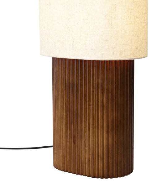 Lampa podłogowa Japandi z drewna orzechowego z abażurem z tkaniny 90cm - Lamel