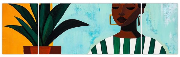 Obraz - Kobieta z kwiatem (170x50 cm)