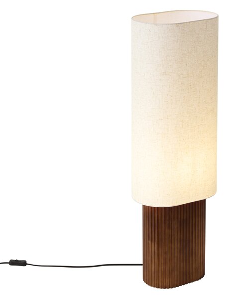 Lampa podłogowa Japandi z drewna orzechowego z abażurem z tkaniny 90cm - Lamel