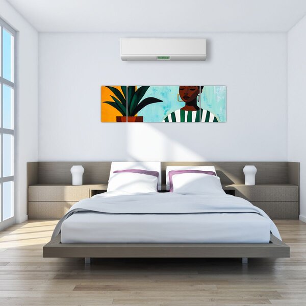 Obraz - Kobieta z kwiatem (170x50 cm)