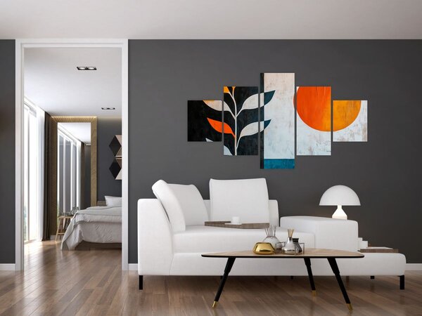 Obraz - Abstrakcja rośliny i słońca (125x70 cm)