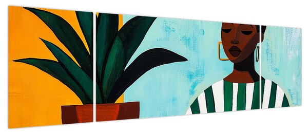 Obraz - Kobieta z kwiatem (170x50 cm)