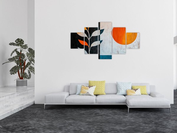Obraz - Abstrakcja rośliny i słońca (125x70 cm)