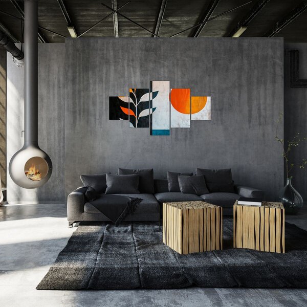 Obraz - Abstrakcja rośliny i słońca (125x70 cm)