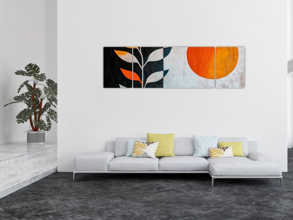 Obraz - Abstrakcja rośliny i słońca (170x50 cm)