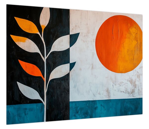 Obraz - Abstrakcja rośliny i słońca (70x50 cm)