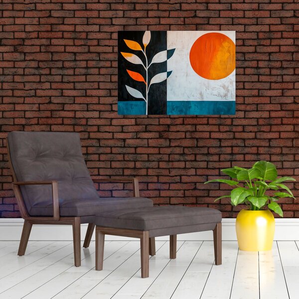 Obraz - Abstrakcja rośliny i słońca (70x50 cm)