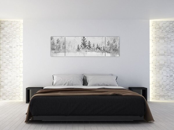Obraz - Jeleń nad jeziorem (170x50 cm)