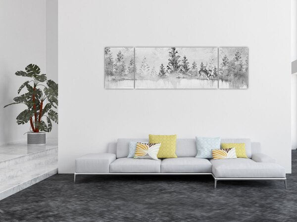 Obraz - Jeleń nad jeziorem (170x50 cm)