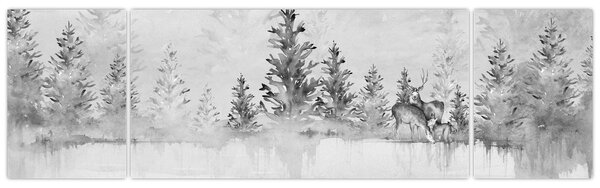 Obraz - Jeleń nad jeziorem (170x50 cm)
