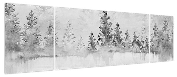 Obraz - Jeleń nad jeziorem (170x50 cm)
