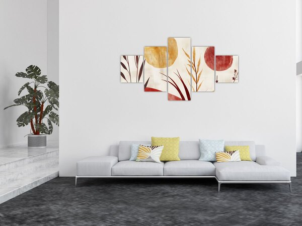 Obraz - Rośliny i okręgi (125x70 cm)