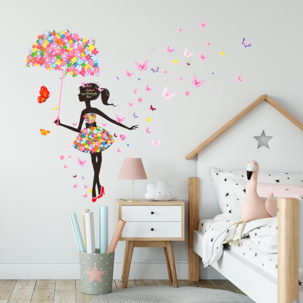 PIPPER | Naklejka na ścianę "Dziewczyna z motylami" 170x145 cm