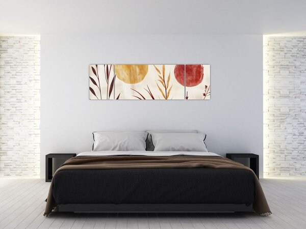 Obraz - Rośliny i okręgi (170x50 cm)