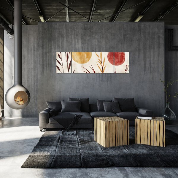 Obraz - Rośliny i okręgi (170x50 cm)
