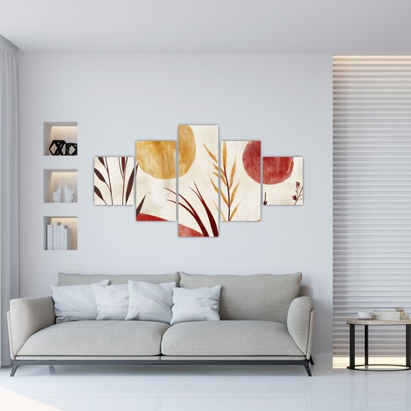 Obraz - Rośliny i okręgi (125x70 cm)