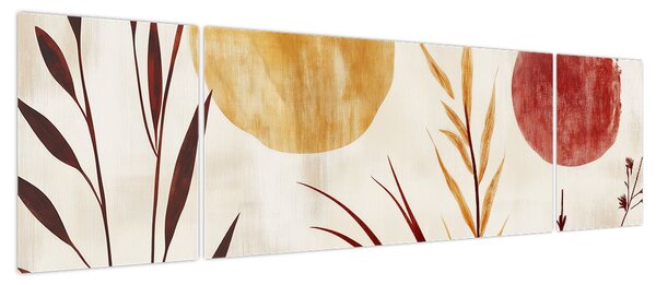 Obraz - Rośliny i okręgi (170x50 cm)