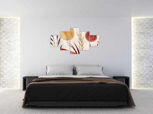 Obraz - Rośliny i okręgi (125x70 cm)