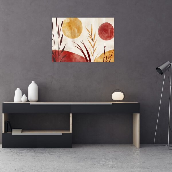 Obraz - Rośliny i okręgi (70x50 cm)