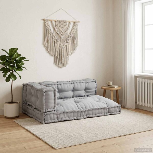 Poduszka do sofy paletowej 3 pcs Szary 120 x 80 x 38 cm tkanina