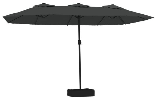 Podwójny parasol ogrodowy z LED, antracytowy, 449x265 cm