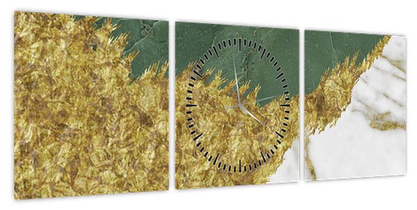 Obraz - Zielony marmur N⁰2 (z zegarem) (90x30 cm)
