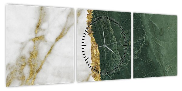 Obraz - Zielony marmur N⁰3 (z zegarem) (90x30 cm)