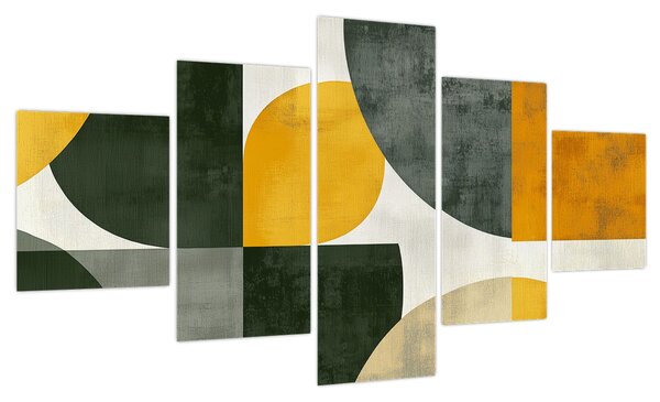 Obraz - Abstrakcja w oliwkowym kolorze (125x70 cm)