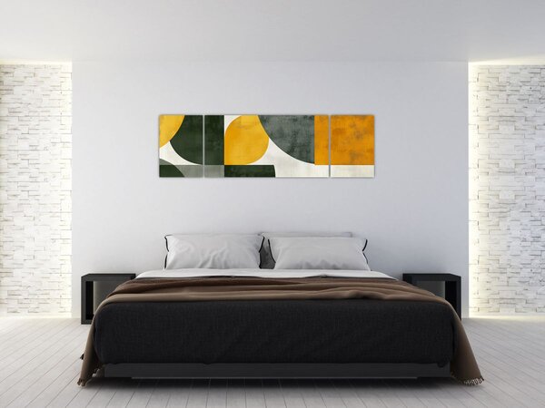 Obraz - Abstrakcja w oliwkowym kolorze (170x50 cm)
