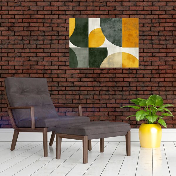 Obraz - Abstrakcja w oliwkowym kolorze (70x50 cm)