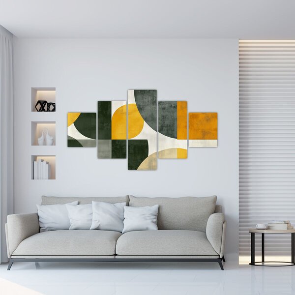 Obraz - Abstrakcja w oliwkowym kolorze (125x70 cm)