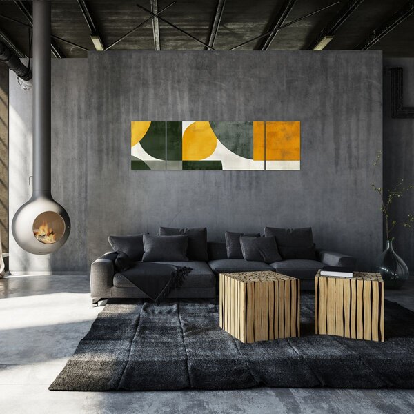 Obraz - Abstrakcja w oliwkowym kolorze (170x50 cm)