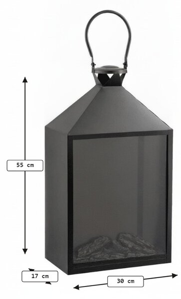 LED dekoracja latarnia COZY WARM 55x30 cm, czarna
