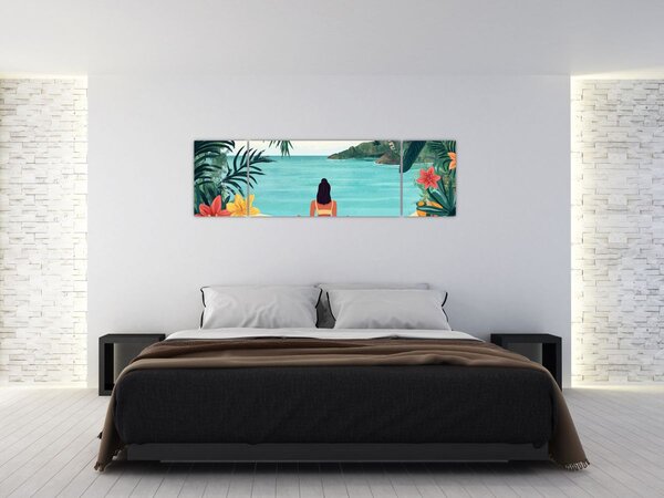 Obraz - Joginka na plaży (170x50 cm)