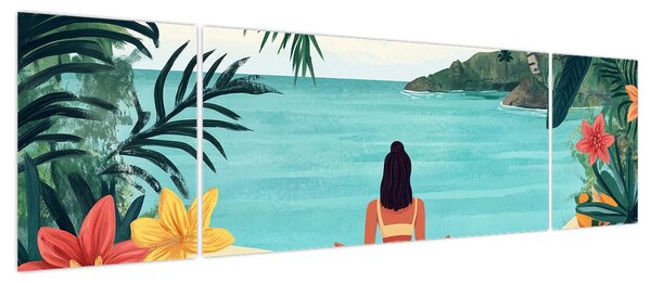 Obraz - Joginka na plaży (170x50 cm)