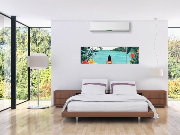 Obraz - Joginka na plaży (170x50 cm)