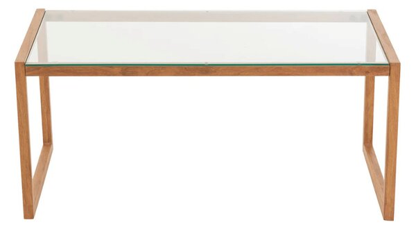 Stolik kawowy NATURELE ze szklanym blatem 90x50 cm, brązowy